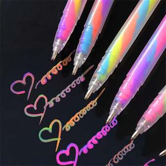 Kreativ spiralfärgad, regnbågsfärgad neutral penna, blandade färger, fluorescerande penna, 1,2 mm flerfärgad gelpenna - livfull spiralskrift. Glittrande, mjuka färger, blandade bläckeffekter, perfekt för manuell bokföring, gratulationskort, dagböcker och konstnärligt skapande - ger eleverna en unik skrivupplevelse, priser, skolgåvor och julklappar