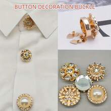 1/3/5pcs Shirt Buttons, Invisible Detachable Buttons, Rhinestone Covered Cuff Buttons For Women Clothing Decoration