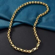 Vintage 750 Italian 3D Round Interwoven Hand Carved Texture Collarbone Necklace With Hip-Hop Street Style Suitable For Men Daily Party And Holiday Wear - Gold - View 7