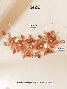 3D Butterfly & Flower Decor Elegant Bridal Wedding Headband, Romantic Style Women Hair Accessory - Gold - View 6