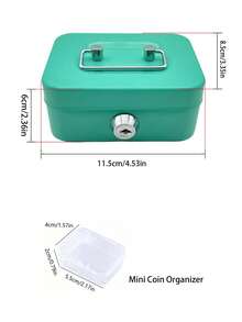 Lockable Colorful Coin Bank, Portable Cash, Card, Document Storage Box, Locked Metal Cash Box/Piggy Bank, Metal Coin Bank With Locked Coin Slot, Christmas & New Year Gift - Multicolor - View 8