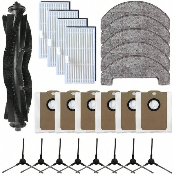 Per MONSGA MS1/MAX Robot Aspirapolvere Kit Accessori, Spazzola Principale, Spazzole Laterali, Filtro, Panno per Mocio, Sacchetto Polvere - Set di Ricambio da 9/24 Pezzi per una Pulizia Migliorata(B)