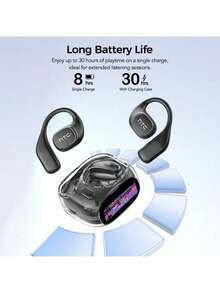 HTC NE11 Bluetooth Earbuds With High Refresh Rate Colorful Display, Adaptive Active Noise Cancellation, 140+ Language Translation, Essential For Business Travel, White - Silver - View 7