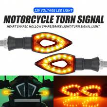 2 pièces/set Éclairages de travail pour moto 12V avec 12 lumières en forme de cœur creux, ampoules LED jaunes haute luminosité, portée d'éclairage claire et lumineuse, câblage non destructif, design cool et attrayant, universel pour les motos