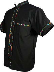Men's Short Sleeve Mexican Guayabera Shirts Made In Mexico, Multiple Colorshalloween - 黑色 - 查看 8