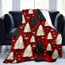 GEL HUT MUN 1 pièce Couverture en flanelle douce, cadeau de grand-mère - cadeau d'anniversaire idéal pour la jeune génération, design floral tropical, couverture confortable pour le canapé et le lit, toutes saisons, couverture d'automne, couverture en polaire, couverture et jeté, couverture moelleuse, literie, jeté de canapé, couverture de Noël vintage douce et confortable - motif d'arbre rouge et de flocon de neige en flanelle douce, convient pour la sieste, le camping, les voyages et la décoration d'intérieur