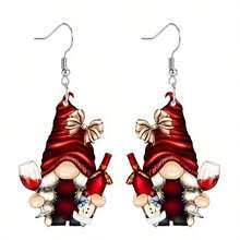 2PCS/8pcs/Set Cartoon Christmas Gnome Earrings, Acrylic Lady Fashion Pendant Dangle With Elf Print Designs, Holiday Jewelry Set For Her - Unique Party Accessories Suitable As Perfect Festive Present On Xmas, Halloween, Valentine's Day, Easter & Thanksgiving, For Teenager, Seasonal Gifts, Celebration Earrings, Whimsical Design, Lightweight Earrings, Gnomethemed Jewelry