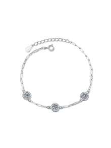 A Elegant 1.5-Carat Moissanite Bracelet For Women 925 Sterling Sliver Fashionable Classic Jewelry For Daily Wear And Vacation, Exquisite Birthday Gift, Engagement Wedding Anniversary Birthday Christmas Thanksgiving Day Gifts Special Occasions Day Gift, Sparkling Gorgeous Jewelry, Graduation Seasons Gift
