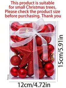 30 件/盒圣诞球树顶装饰星形礼品套装 - 彩色防碎塑料装饰球，适用于圣诞树装饰、节日派对和婚礼装饰、圣诞节、生日礼物