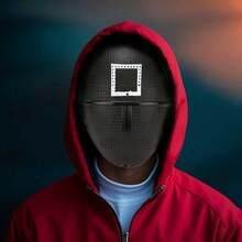 أقنعة تنكرية، قناع كوستيوم للبالغين مقاس واحد، قناع لعبة البقاء على قيد الحياة الكرتونية، شبكة سوداء، مثلث، مربع، دائرة، مناسبة للعب الأدوار والحفلات والأعياد، للسيدات والرجال