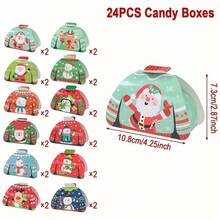 Juego de 24 cajas de regalo con diseño de renos - Contenedores de regalo de papel para inauguración de casa, aniversario y celebraciones festivas - Regalos temáticos de suéter feo navideño, Papá Noel, muñeco de nieve para fiestas de invierno, Navidad, decoración de Año Nuevo