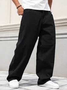 Dazzling Stylish Wide Leg Balloon Jeans Men's Fashion - 黑色 - 查看 2