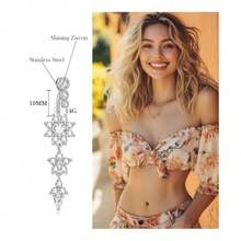 LYLYMIMI 5 Pieces Surgical Stainless Steel Dangle Belly Button Rings For Women Belly Ring Dangling Piercing Jewelry With Heart Flower Silver Tone 14G