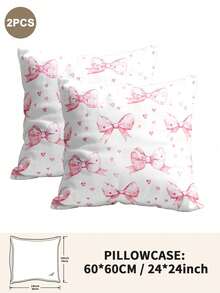 1个/2个/4个可爱蝴蝶结印花枕套（不含枕芯），柔软舒适，四季皆宜 - 彩色 - 查看 16