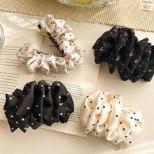 4-Jahreszeiten Universal Hochwertige gefaltete Blumen Banana Clip mit Blasen, Polka Dot Haarclip, Vintage Schmetterling Atmosphäre Haarclip, Haaraccessoire mit sichtbarem Haarvolumen, Klammern