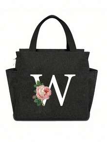 Hộp cơm trưa cách nhiệt hai ngăn màu đen, in họa tiết hoa hồng khô chữ cái A-Z, túi giữ nhiệt dung tích lớn cho học sinh, túi du lịch dã ngoại đa năng, hộp đựng cơm trưa văn phòng trường học, hộp đựng cơm trưa công sở, hộp cơm trưa cắm trại trường học unisex, vật dụng thiết yếu hàng ngày, quà tặng ngày lễ hoàn hảo, quà tặng ngày Nhà giáo, túi cơm trưa giữ nhiệt chống thấm nước dành cho nữ khi đi du lịch. - màu đen - Xem 11