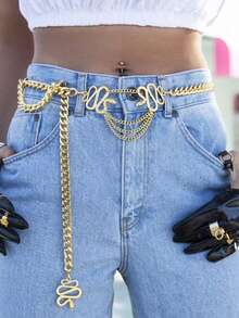 Cadena de cintura de serpiente dorada exagerada, cinturón de cintura metálico de moda, joyería de cadena corporal para fiesta