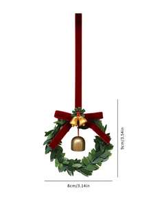 Conjunto de 1 enfeite de Natal com sinos dourados e pinhas, com guirlanda de laço vermelho, resistente a quebras, ideal para pendurar na árvore de Natal, porta ou janela. Perfeito para festas de inverno. Enfeite festivo para pendurar, decoração de Ano Novo, decoração para lareira, enfeite para presente de Natal de 2025, decoração de varanda, decoração externa para as festas, guirlanda para lareira, enfeite para meia de Natal, decoração de escada de Natal.