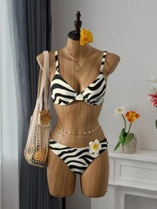 Bellisia 2025 Women Zebra Pattern Sexy Bikini Swimsuit Set, Summer Beach