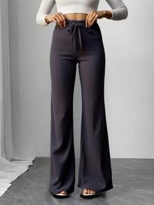 pantalon para mujer de vestir comodo elegante fiesta elastico cintura - Negro - Ver 1