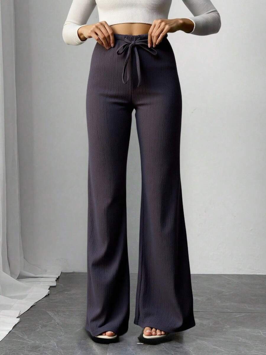 pantalon para mujer de vestir comodo elegante fiesta elastico cintura - Negro - Ver 1