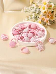 20 pezzi Elastici per capelli con stampa a cuori rosa e plaid, accessori per capelli da principessa o stile kawaii, lacci per capelli versatili che non danneggiano i capelli