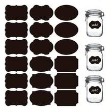 Home Office Organization Label Sticker Kit:  36 Pcs  Write-On Stickers/With A Marker/Value Pack Of Adhesive Labels For Sorting,  School Supplies & Storage ,Used For Writing The Shelf Life Of Chemicals And Labels Of Seasoning Bottles - 36PCS(Black)+Pen - View 1