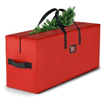 1个装圣诞树收纳袋，带加固提手和双拉链宽开口，超大容量收纳容器，可用于存放圣诞树和装饰品