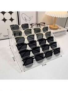 1 kệ trưng bày kính mắt đa năng 3-7 tầng, hộp đựng kính râm, giá đỡ kính mắt trong suốt, giá trưng bày kính râm, giá trưng bày kính mắt, hộp đựng kính râm, giá đỡ kính mắt màu hồng, giá đỡ kính mắt chặn ánh sáng xanh trong suốt, đạo cụ trưng bày kính râm nam - trong suốt - Xem 10