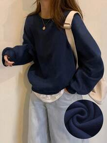 Christmas Outfit Womenhair Accessories For WomenINAWLY Women's Casual Bow Print Sweatshirt, Autumn/WinterLoose And Comfortablechristmaswoman Winter Clothes - 海軍藍 2 - 查看 1