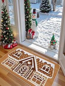 1 pièce/2 pièces/3 pièces Paillasson en peluche à thème de Noël, avec éléments de Noël multicolores. Tapis mignon en forme d'homme en pain d'épices et de maison de dessin animé. Tapis de Noël, tapis du Nouvel An, tapis de salon, tapis de chambre à coucher, tapis de salle à manger, tapis de cuisine, très absorbant