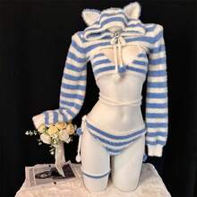 SENMHS Reverse Bunny Sexy PU Leather All Season - Dg10 Blue - View 6