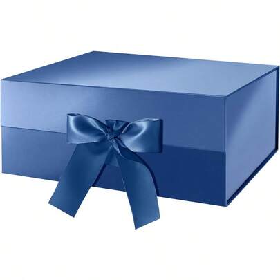 Large Gift Box With Lid 13.5x9x4.1 Inches Pink Gift Boxes With Ribbon Bridesmaid Proposal Magnetic Gift Box For Presents Glossy Pink