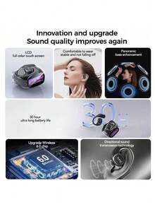 HTC NE11 Bluetooth Headset, High Refresh Rate Colorful Smart Screen, Adaptive Active Noise Cancellation, 140+ Language Translation, Essential For Business Travel, Silver