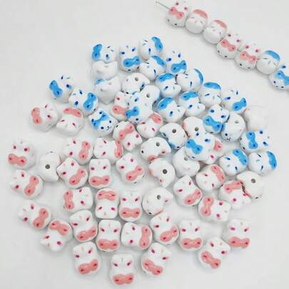 10/20pcs Cute Lazy Cat Ceramic Acrylic Beads, For Jewelry Making - Multi-Color Acrylic DIY Craft Beads, With 2mm Hole, Handmade Loose Beads For Bracelets, Necklaces, Keychains And Home Decor, Decorative Accessories | Smooth Faceted Beads | Handmade Beads, Ideal For Christmas Stocking Stuffers, Birthday Craft Gifts Or Valentine's Day Jewelry
