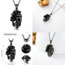 Seiyang Skull Necklace Sterling Silver Skull Pendant Birthday Halloween Gothic Jewelry Gift Skeleton Necklace For Goth Lovers With Gift Box