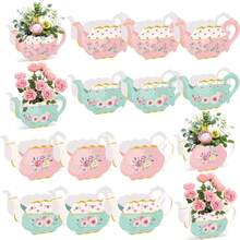 24 Pieces Tea Party Decorations Flower Boxes Spring Theme Princess Party Centerpiece Decorations 4 Style Cute Teapot Shape DIY Flower Box For Birthday Mother's Day Wedding Shower Party Table Decor - 彩色 - 查看 7