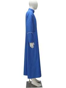 Men's Cassock Choir Long Cassock Minister Robe Clergy Pulpit Liturgical Church Robe 4 Colorshalloween - 藍色 - 查看 4