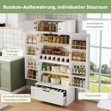 Freestanding Kitchen Storage Cabinet Measuring 80*40*180cm With Adjustable Shelves, Drawers, Bottle Rack, And Drawers With Adjustable Shelves. Suitable For Dining Rooms And Living Areas. Industrial Style. - 1 - 查看 11