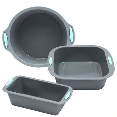 1件/3件硅胶小蛋糕模具，吐司面包烤盘，马卡龙、磅蛋糕、饼干烘焙模具-双耳圆形/长方形/方形蛋糕模具吐司烘焙套装，家用DIY蛋糕烘焙模具面包模具，适用于婚礼、生日、返校、派对等创意蛋糕模具，多功能硅胶烘焙模具-方形、长方形、圆形烤盘套装，耐热，易脱模，饼干、蛋糕、面包制作工具