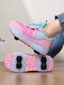 4-Season Kids Roller Skate Shoes With Upgraded Stability & Comfort, 4-Wheel Detachable Design For Daily Wear, Leisure & Sports