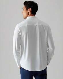 Men's Commuter Shirt, Performance Dress Shirts For Men, Machine Washable, Wrinkle Resistant, Slim Fit Button Down Shirthalloween - Bright White - View 5