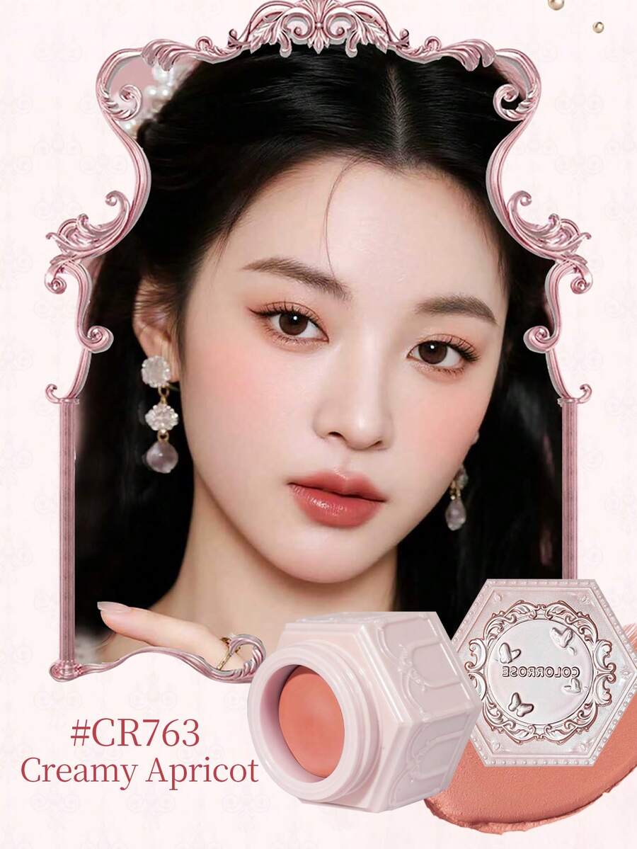 COLORROSE Cream Blush, Dual-Use For Cheeks & Lips, With Gradient Brush, Glutinous Rice Pudding Texture, Velvet Matte Lipstick, High Color Payoff, Long-Lasting, Lightweight, Liquid Lipstick, Smooth, Long-Wearing, Everyday Makeup - CR763 - 查看 1