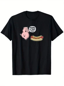 playeras para mujer blusas de  crop tops de dama camisetas  casuales vintage negro dibujo animado humor cerdo hotdog divertido casual urbano juvenil hombre mujer adulto joven fiesta informal ocio regalo informal - G negra - Ver 1