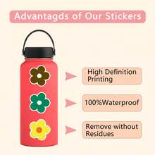60pcs Mini Flower Cartoon Cute Stickers Colored Stickers Flower Decor Aesthetic Stickers For Water Bottle, Hydroflask, Guitar, Luggage, Phone, Case, Laptop, Skateboard, Gift