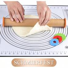 Rodillo, - Rodillo de madera con una longitud de 17, 5 pulgadas y anillos de grosor ajustables, juego de 3 piezas de rodillos de masa, rodillo para hornear pizza, pasta, galletas - Madera natural - Ver 6