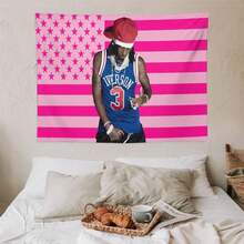 Playboi Rapper Carti American Flag Tapestry. Pink Gift. Easy Hang, Durable. Ideal For Living Room. Bedroom. Man Caves, Dorm Decor. Outdoor Parties. - Pink - View 8