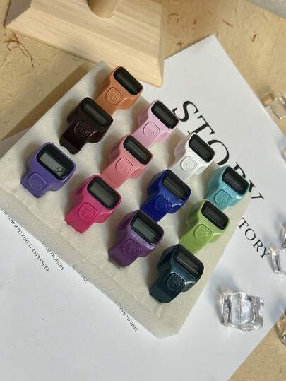 1pc - 3pcs Ramadan Electronic Counter Finger Ring Silent Mini Male And Female Color Counter (Color Mixing)