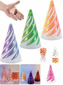 Multi-Size Reversible Spiral Cone 3D Printed Anxiety Relief Fidget Toy,Spiral Structures Finger Spinner Desk Decor,Perfect Gift For Christmas,Birthday Parties,Gadgets For Teens,3d Fidget,Anxiety Toy,Fidget>Over 14 Years,Gyroscope,Fidget Slider