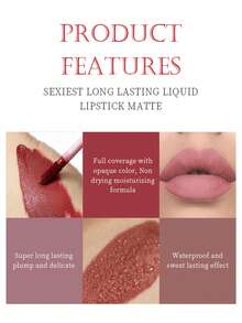 Matte Lip Gloss Set, Smudge-Proof, Velvety Matte Finish, Non-Sticky, Cup-Shaped Velvet Matte Lipstick, Lip Gloss - Multicolor - View 5